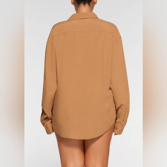 SKIMS Cover Ups Long Sleeve Button Down Shirt | Oversized Top | Almond XXS NWT - Picture 5 of 7